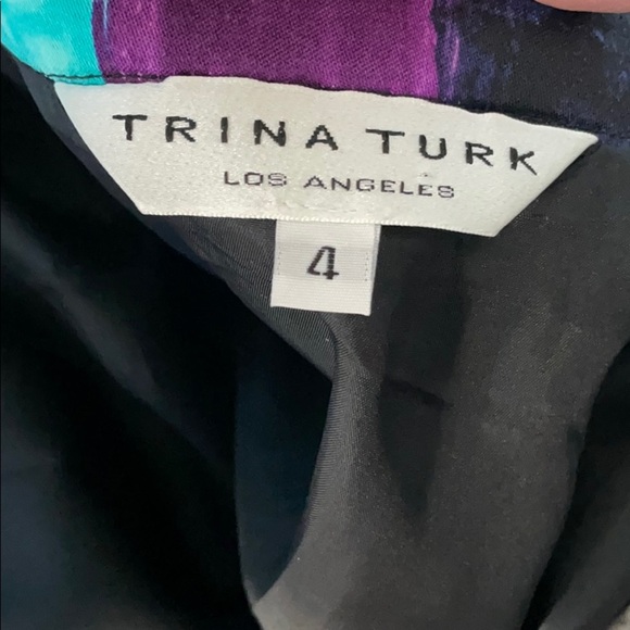 Trina Turk bold colorful pleated silk skirt size 4 - Picture 6 of 7